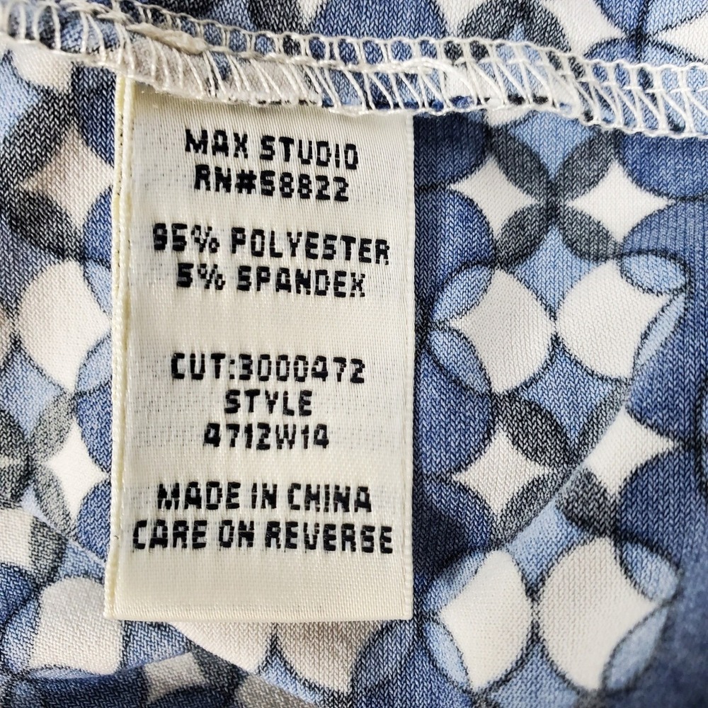 Max Studio Blue Geometric Circle Print Stretch Pencil Skirt Womens Large 4712W14 - Picture 4 of 7